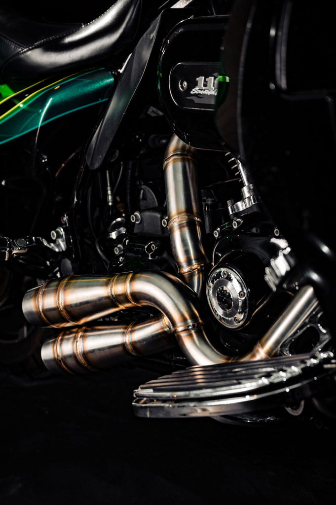 Custom harley shop exhaust pipes